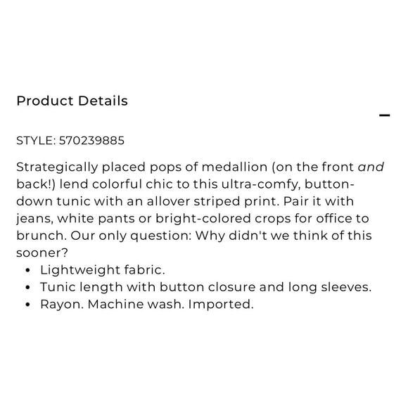 Chico's chicos size 2 Striped Medallion Tunic 12 14 Mixed Embroidered Large - Picture 16 of 16